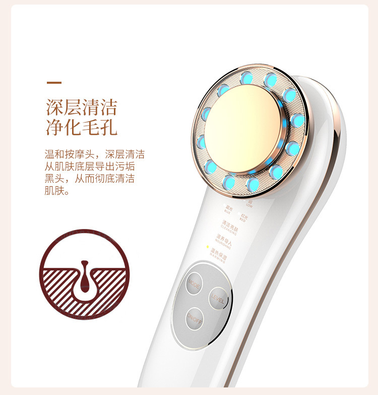 彩光导入仪脸部美容仪家用导出面部排毒仪离子温热洁面仪