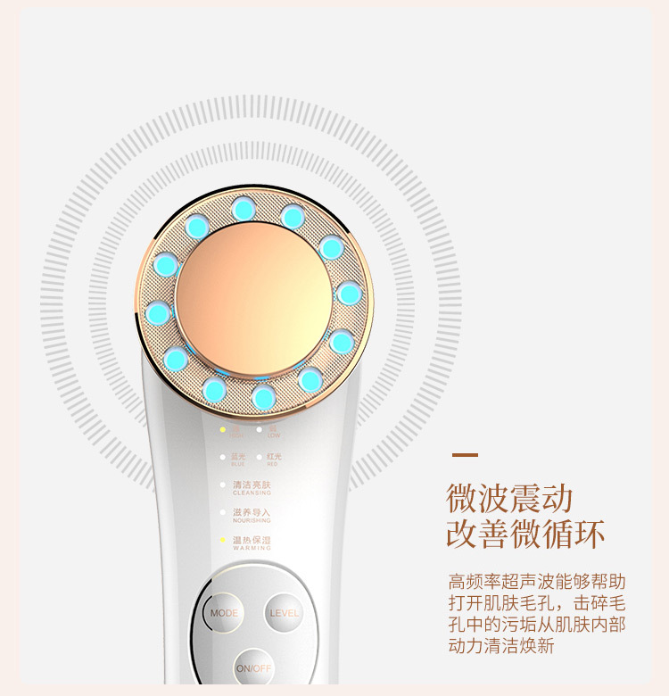 彩光导入仪脸部美容仪家用导出面部排毒仪离子温热洁面仪